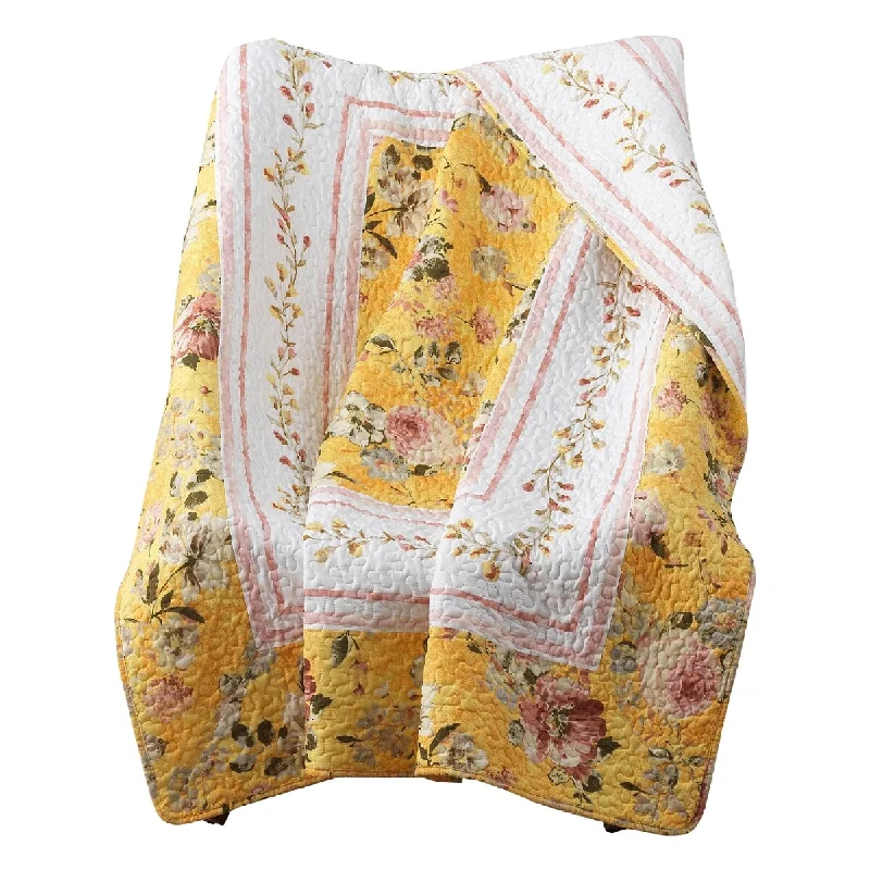 Silk blankets with a smooth and elegant touchSilk blankets with a smooth and elegant touchKyiv 60 Inch Throw Blanket, Yellow Flowers and Pinstripes, Microfiber