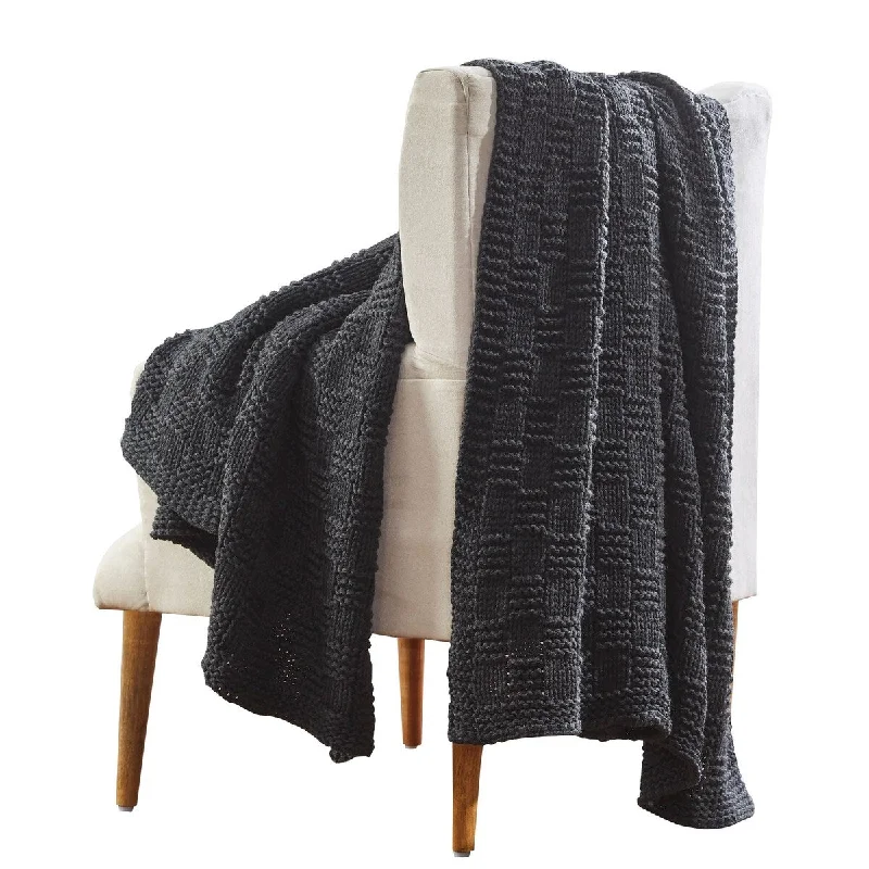King - size blankets to cover large beds comfortablyKing - size blankets to cover large beds comfortablyVeria Throw Blanket with Acrylic Cable Knitting Design The Urban Port, Gray
