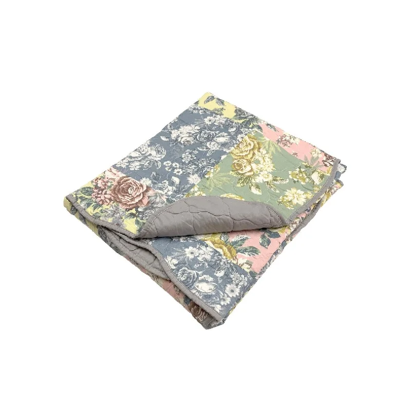 Linen blankets with a rustic and textured lookLinen blankets with a rustic and textured lookEni 60 Inch Cotton Throw Blanket, Pastel Blue Flowers, Scalloped Edges