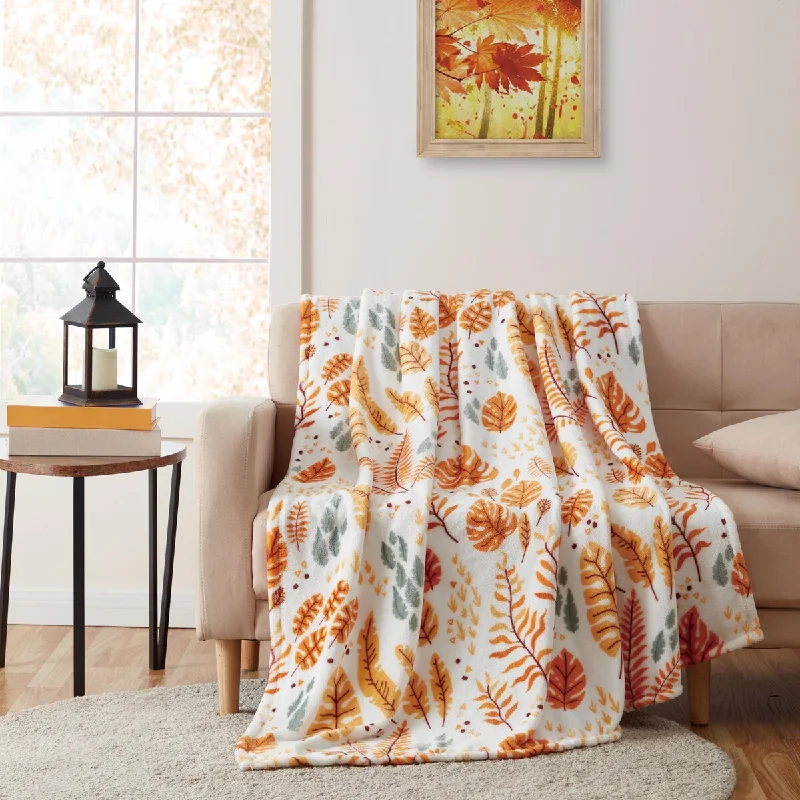 Acrylic blankets for a soft and affordable alternativeAcrylic blankets for a soft and affordable alternativeFall Foliage Throw 50x70 - White/orange