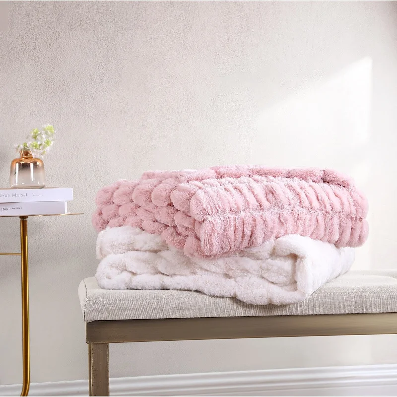 Recycled polyester blankets for an eco - conscious optionRecycled polyester blankets for an eco - conscious optionHawthorne Park Pleated Imitation Fur Throw