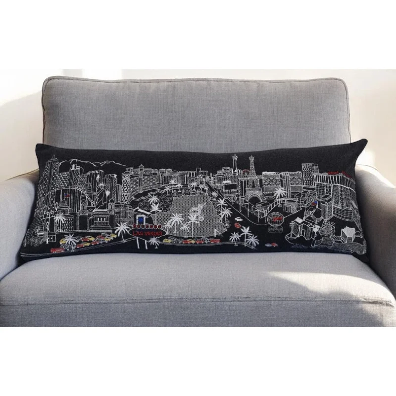 Lumbar Support Pillows for Car SeatsHomeRoots 35" Black as Vegas Nighttime Skyline Lumbar Decorative Pillow