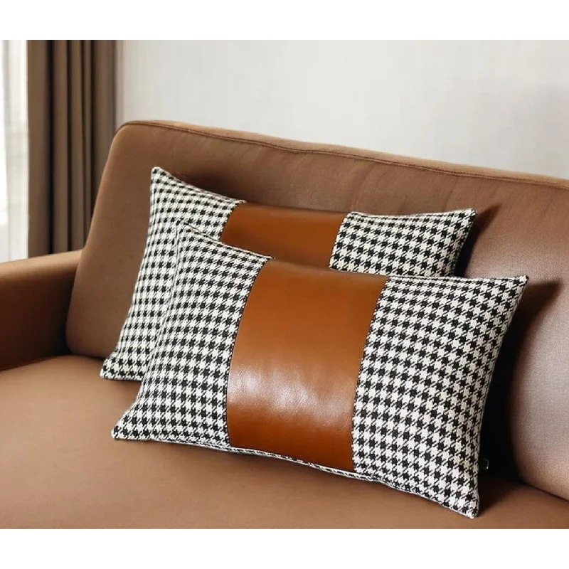 Memory Foam Pillows for Neck SupportHomeRoots Set Of Two 20" X 12" Black And Brown Polyester Houndstooth Zippered Pillow Memory Foam Pillows for Neck SupportHomeRoots Set Of Two 20" X 12" Black And Brown Polyester Houndstooth Zippered Pillow