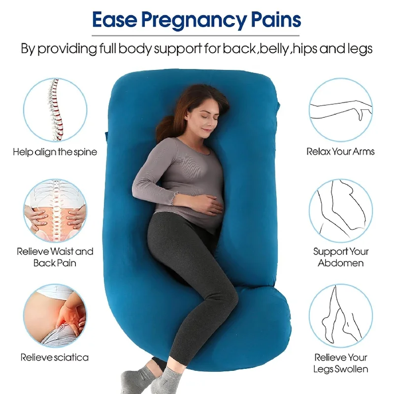 Velvet Pillows for a Touch of ElegancePregnancy Pillows U-Shape Full Body Pillow and Maternity Support for Back, Hips, Legs, Belly for Pregnant Women with Removable