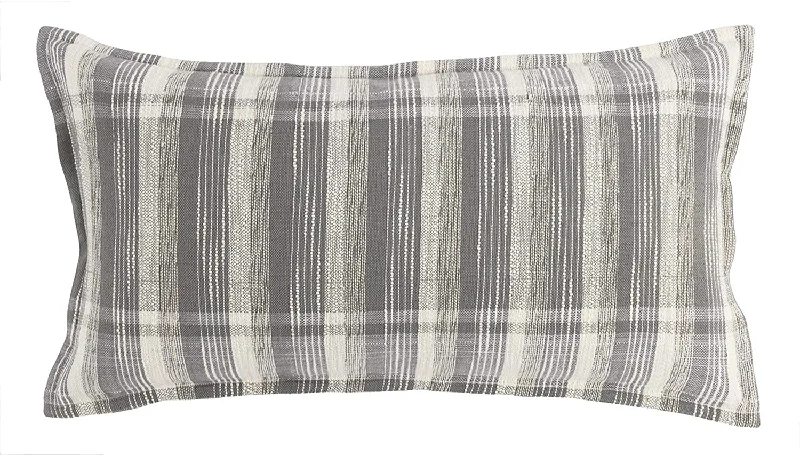 Back Support Pillows for Office ChairsBenzara Rectangular Fabric Throw Pillow with Plaid Pattern, Gray