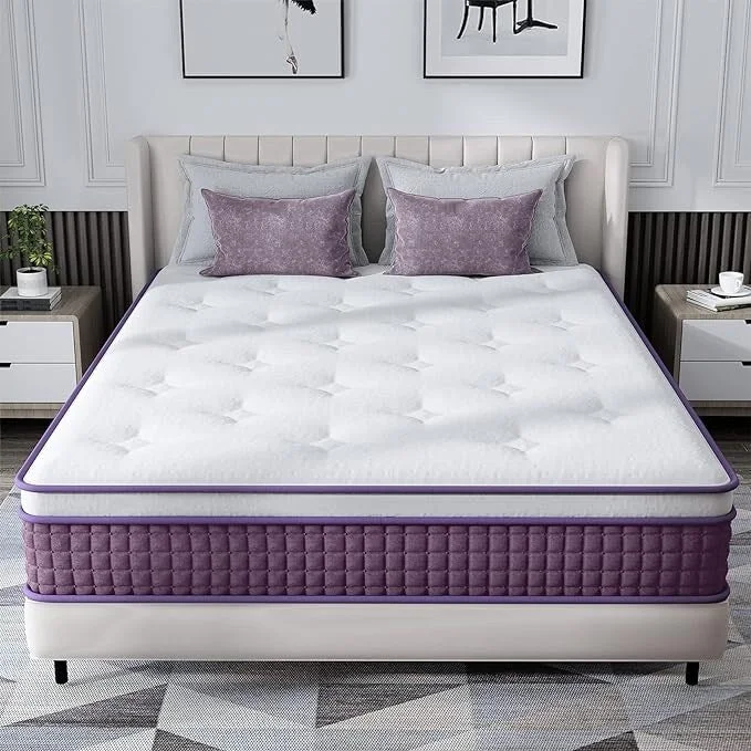 Hybrid mattresses combining foam and innerspring technology10 Inc Medium Hybrid Mattress,Euro Top Full Size Mattress, Purple Hybrid mattresses combining foam and innerspring technology10 Inc Medium Hybrid Mattress,Euro Top Full Size Mattress, Purple