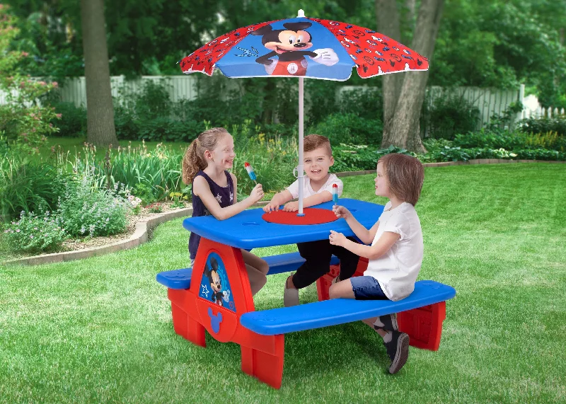 Bamboo - charcoal infused mattresses for odor absorptionMickey Mouse 4 Seat Activity Picnic Table with Umbrella and LEGO Compatible Tabletop