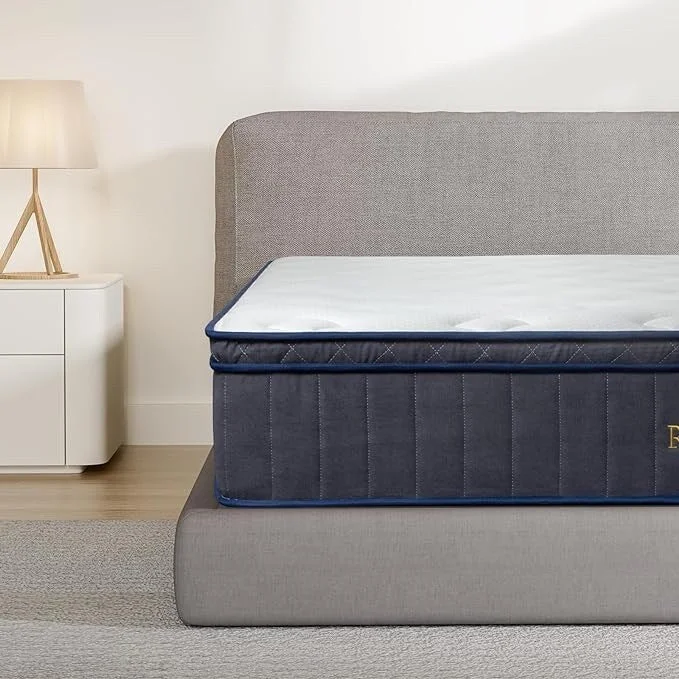 Hybrid mattresses combining foam and innerspring technology12in. Foam Medium Hybrid Mattress Euro Top Mattress in a Box,Grey Blue Hybrid mattresses combining foam and innerspring technology12in. Foam Medium Hybrid Mattress Euro Top Mattress in a Box,Grey Blue