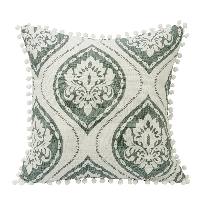 Velvet Pillows for a Touch of EleganceHiEnd Accents Graphic Print pillow with pom trim