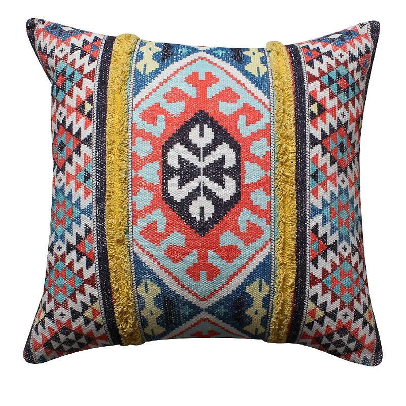 Orthopedic Pillows for Back Pain ReliefBenzara 24 x 24 Cotton Hand Woven Floor Pillow with Kilim Printed Details, Multicolor Orthopedic Pillows for Back Pain ReliefBenzara 24 x 24 Cotton Hand Woven Floor Pillow with Kilim Printed Details, Multicolor