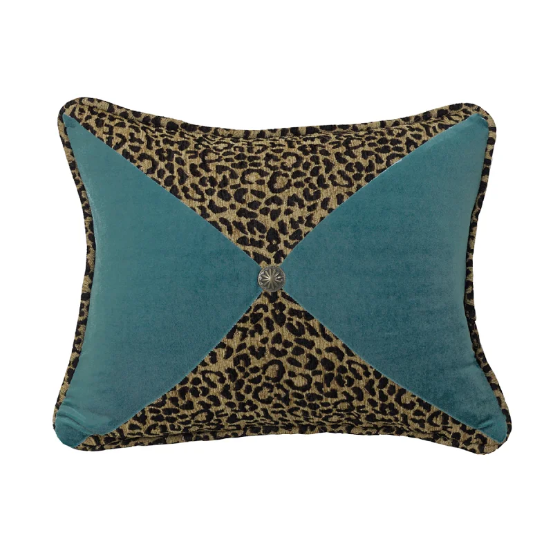 Round Pillows for Boho-Style InteriorsHiEnd Accents Leopard and Teal Sectioned Pillow with Conch Detail Round Pillows for Boho-Style InteriorsHiEnd Accents Leopard and Teal Sectioned Pillow with Conch Detail