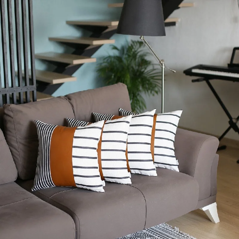 Cooling Pillows for Hot SleepersSet of 4 Blue and White Stripes with Faux Leather Pillow Covers Cooling Pillows for Hot SleepersSet of 4 Blue and White Stripes with Faux Leather Pillow Covers