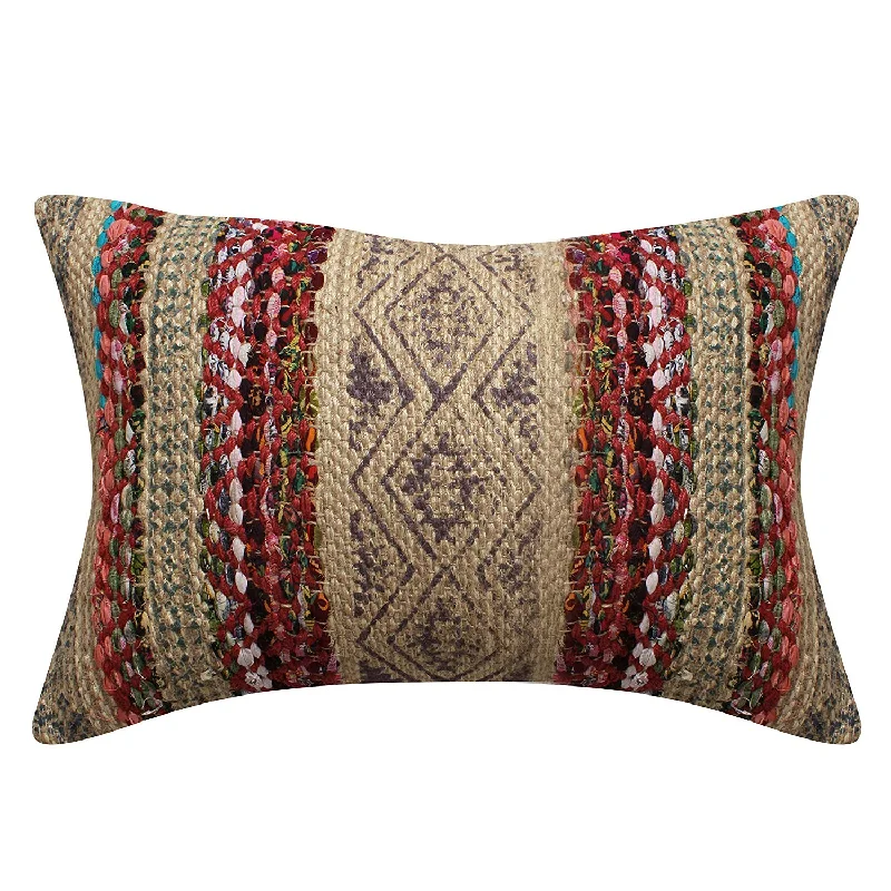 Memory Foam Pillows for Neck SupportBenzara 20 x 20 Hand Woven Cotton and Jute Pillow with Block Print, Brown and Red Memory Foam Pillows for Neck SupportBenzara 20 x 20 Hand Woven Cotton and Jute Pillow with Block Print, Brown and Red