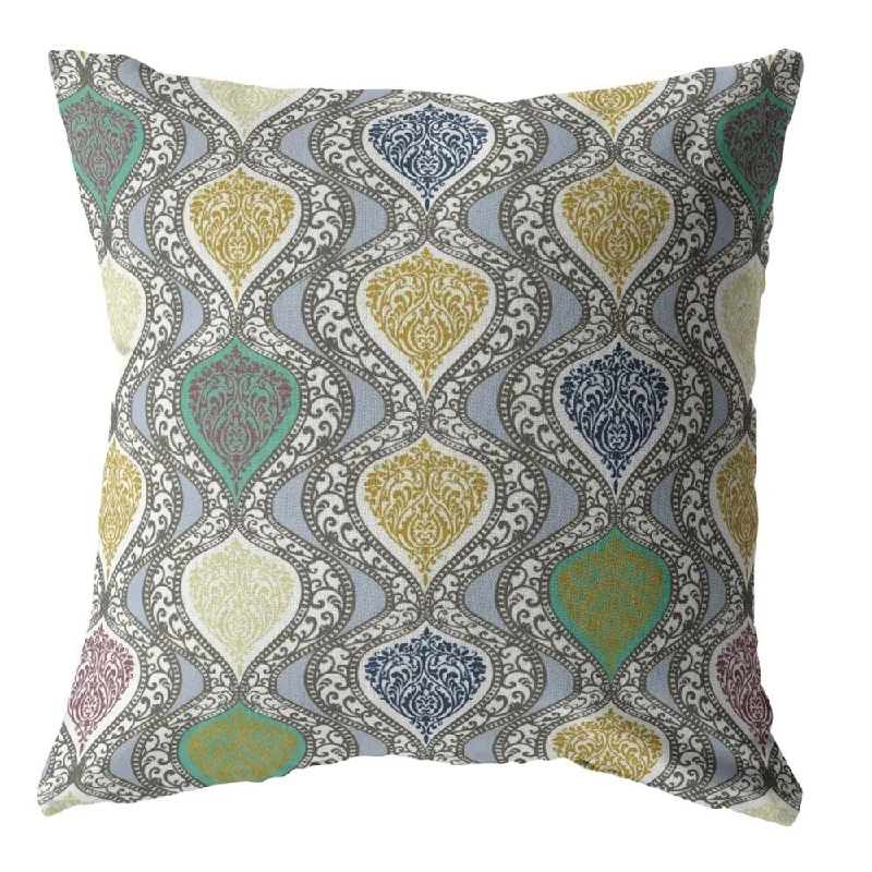 Feather Pillows for a Luxurious Sleep18" Gray Gold Ogee Zippered Suede Throw Pillow