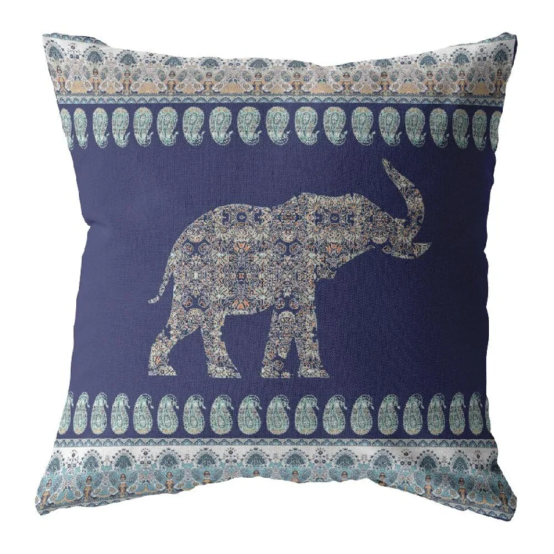 Cooling Pillows for Hot Sleepers18" Navy Ornate Elephant Suede Throw Pillow