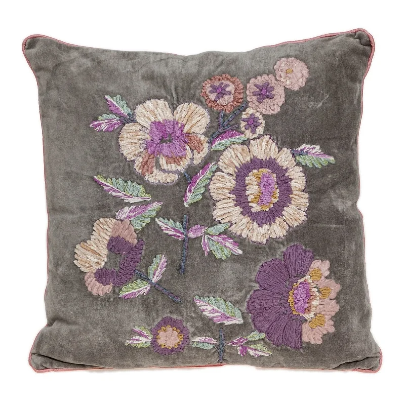 Soft and Fluffy Pillows for Bedroom Comfort18" X 18" Taupe And Purple Zippered 100% Cotton Throw Pillow With Embroidery Soft and Fluffy Pillows for Bedroom Comfort18" X 18" Taupe And Purple Zippered 100% Cotton Throw Pillow With Embroidery
