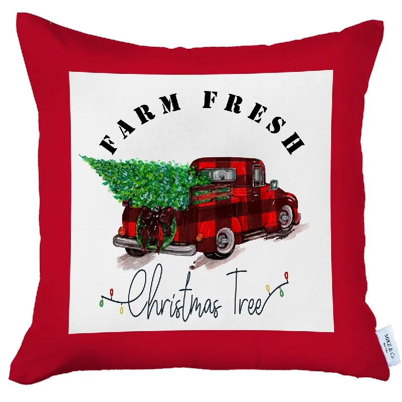 Cotton Pillows for Natural ComfortChristmas Buffalo Check Pick Up Truck Pillow Cover