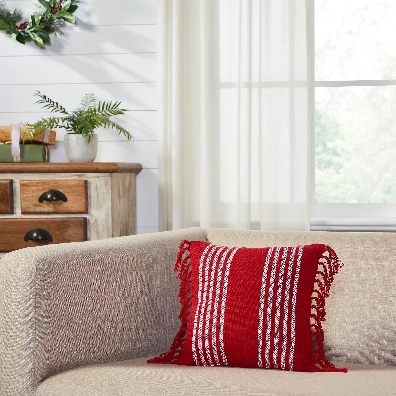 Lumbar Support Pillows for Car SeatsArendal Red Stripe Pillow Fringed 12x12