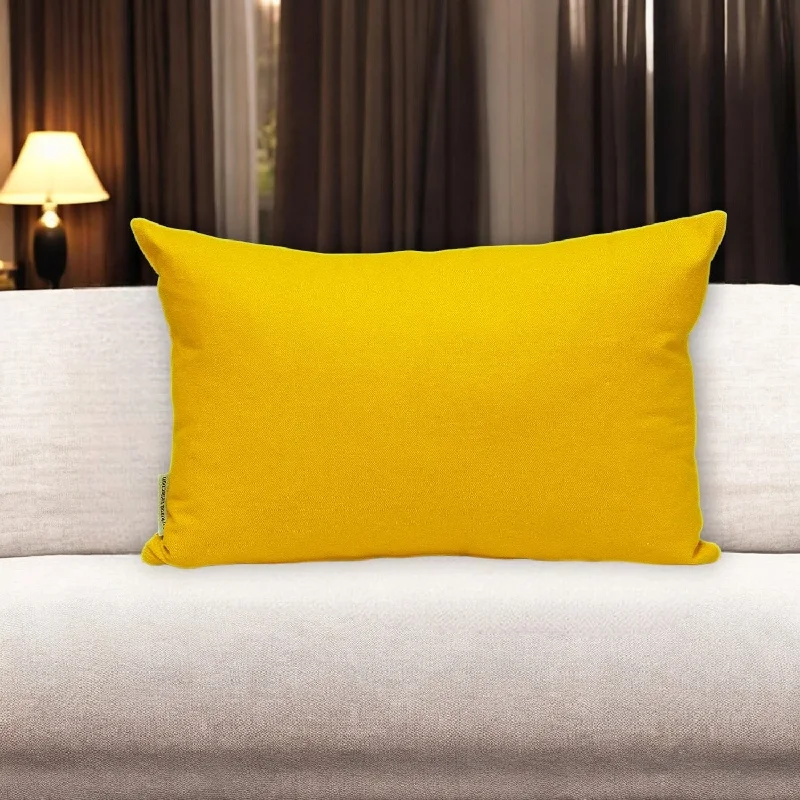 Plush Pillows for a Cozy BedHomeRoots 12" X 18" Yellow Cotton Lumbar Throw Pillow