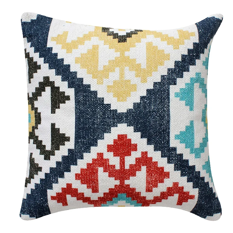 Soft and Fluffy Pillows for Bedroom ComfortBenzara 18 x 18 Cotton Hand Woven Zippered Pillow with Kilim Print, Multicolor Soft and Fluffy Pillows for Bedroom ComfortBenzara 18 x 18 Cotton Hand Woven Zippered Pillow with Kilim Print, Multicolor