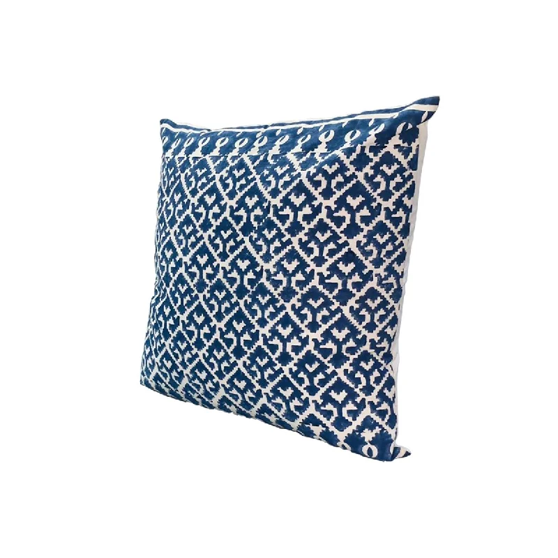Firm Pillows for Side SleepersPrinted Trellis Pattern Pillow - White+Blue