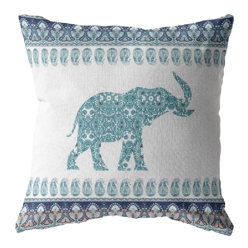 Lumbar Support Pillows for Car Seats16â€ Teal Ornate Elephant Suede Throw Pillow