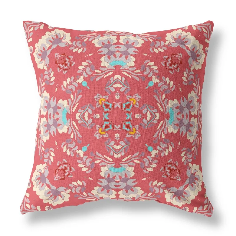 Cotton Pillows for Natural Comfort20" X 20" Red Abstract Blown Seam Suede Throw Pillow