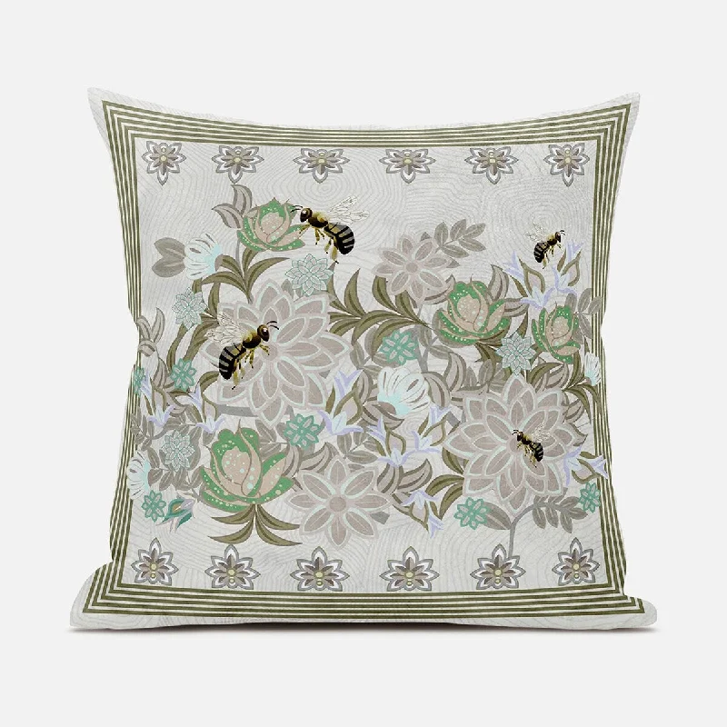 Orthopedic Pillows for Back Pain Relief18x18 BeigeYellow Green Brown Bee Blown Seam Broadcloth Animal Print Throw Pillow