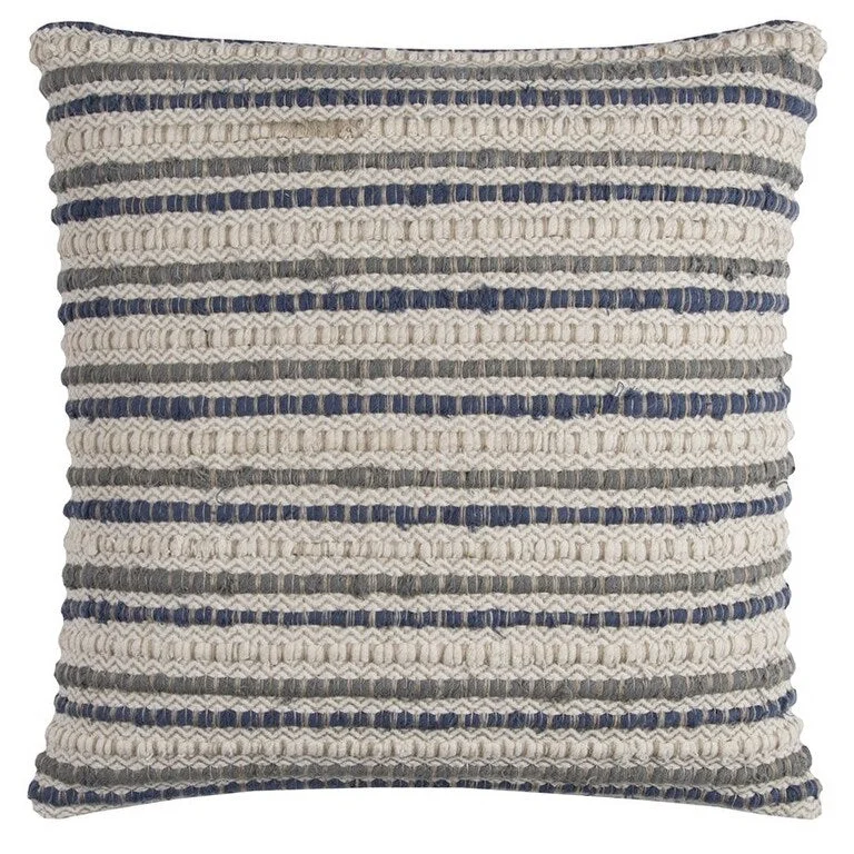 Velvet Pillows for a Touch of EleganceBlue Beige Nubby Texture Bands Throw Pillow