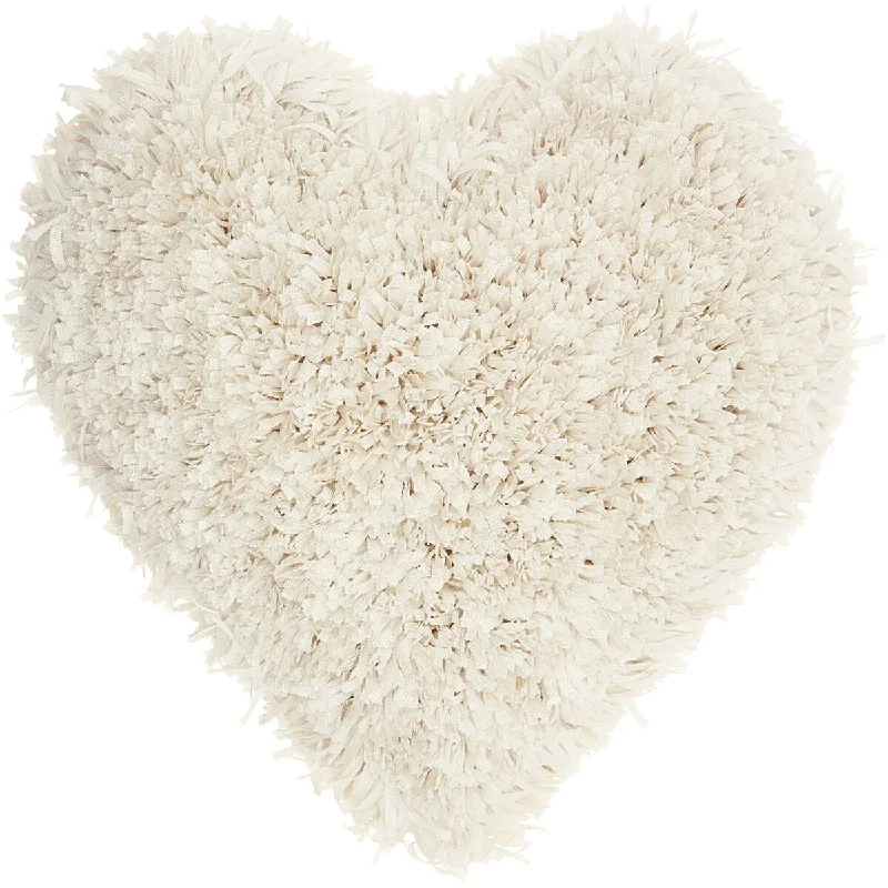 Silk Pillows for Smooth Skin and HairHeart Shaped Cream Shag Accent Pillow