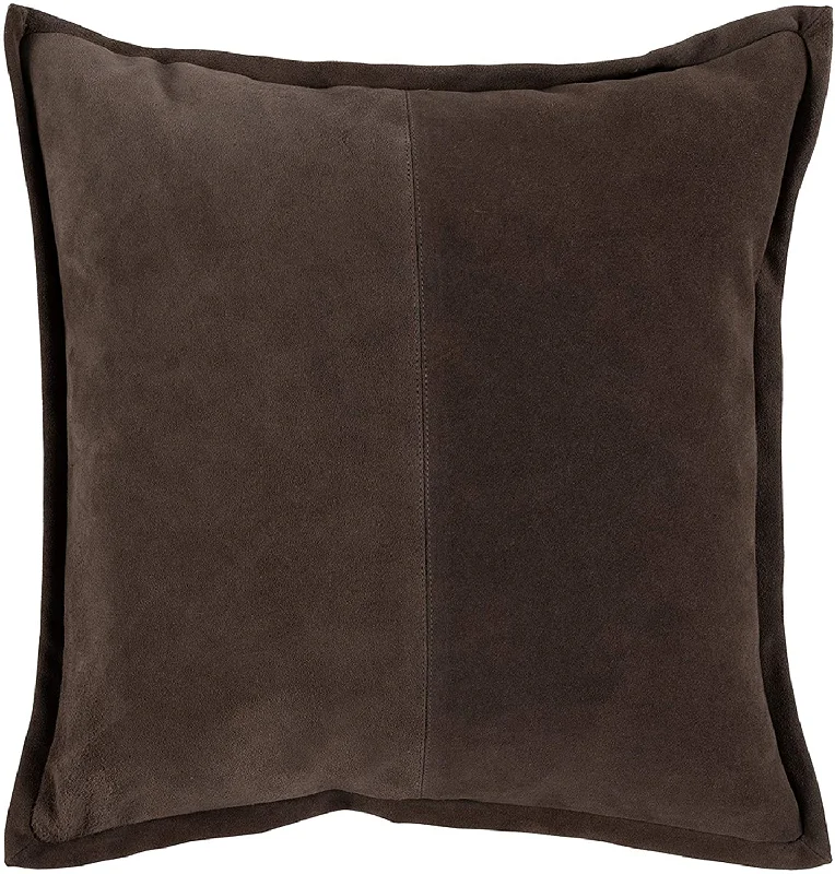 Soft and Fluffy Pillows for Bedroom ComfortBenzara Square Leatherette Throw Pillow with Flanged Edges, Cocoa Brown